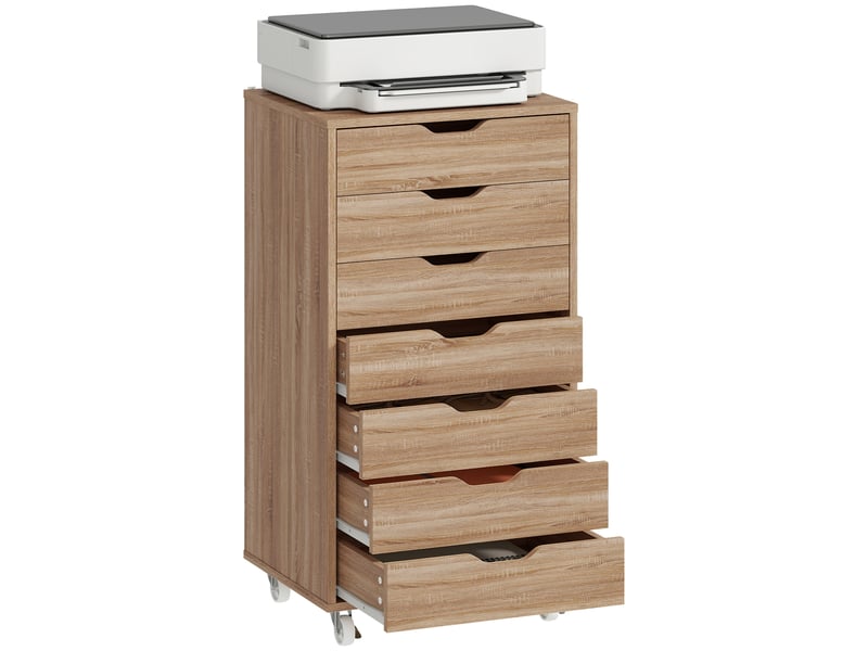  Caisson de bureau à roulette meuble rangement bureau avec 7 tiroirs organisateur pour documents, format a4 ou lettres  - Conforama A