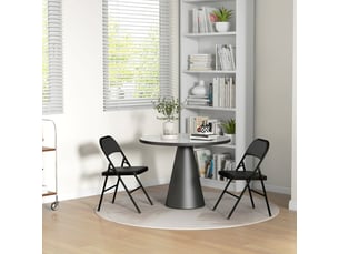 Chaise pliante lot de 2 avec assise rembourrée - lpospi - pieds en métal, bureauaccueil - simili cuir noir