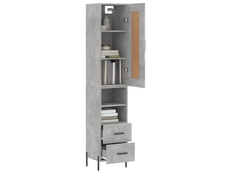  Buffet haut - bahut - meuble de rangement gris béton 34,5x34x180 cm bois d'ingénierie  - Conforama C