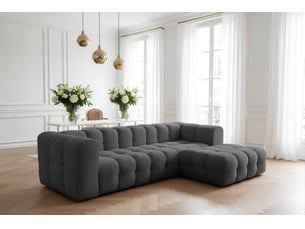 Canapé d'angle droit fixe <strong>LOUNGITUDE</strong> <strong>MILOE</strong> 4 places Tissu Gris foncé