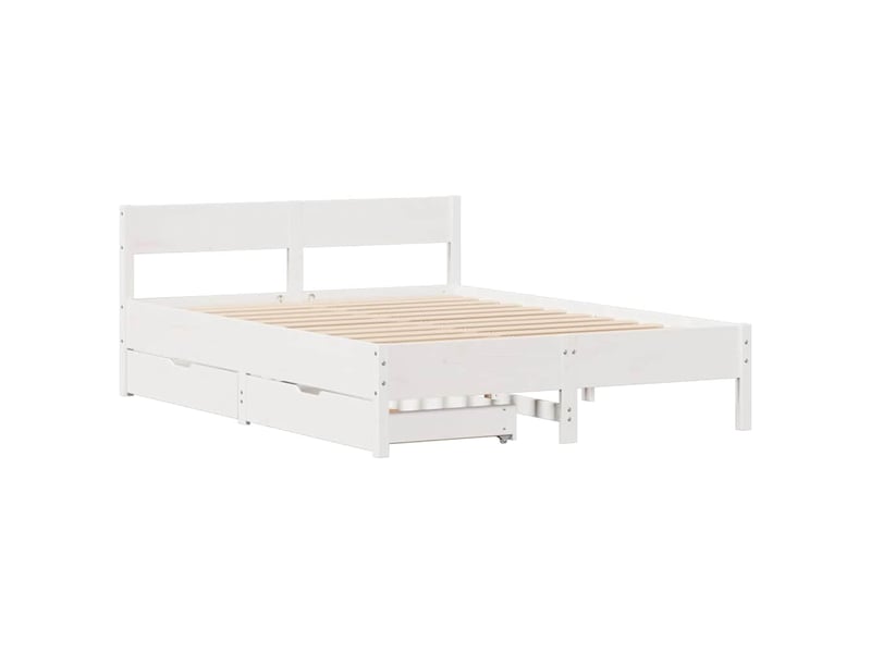  Lit double- lit adulte -  cadre de lit sans matelas blanc 120x190 cm bois de pin massif  - Conforama B