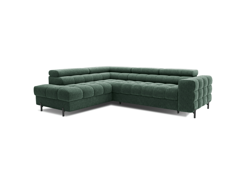 Canapé d'angle gauche convertible vert foncé 5 places ferrum style industriel 276x93x200cm - Conforama E