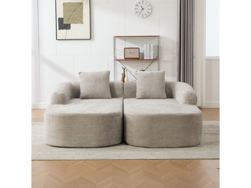  Canapé modulable 2 places avec chaise longue en chenille gris  - Conforama D