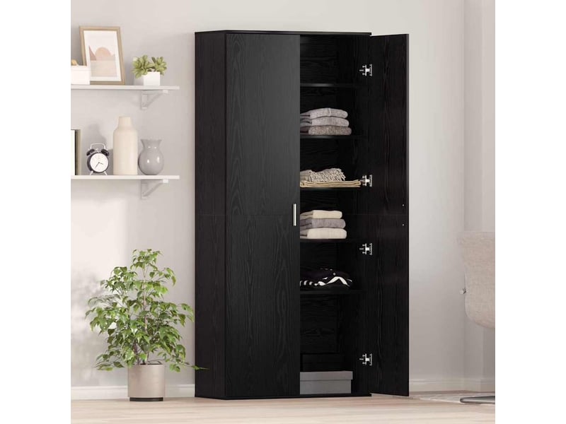 Buffet, meuble de rangement salon 80 x 35 x 180 cm bois d'ingénierie chêne noir - Conforama D