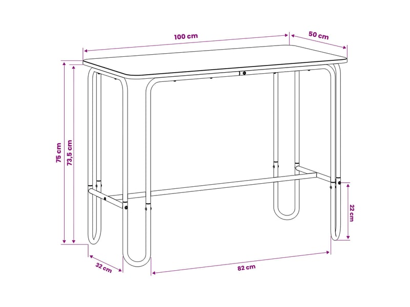 Vidaxl table de salle à manger | table de repas 100 x 50 x 75 cm - Conforama C