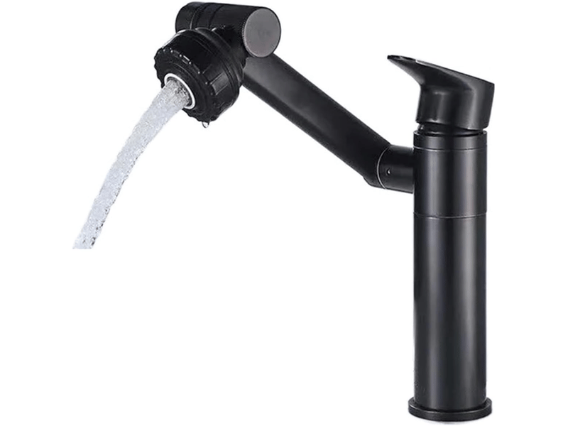  Robinet de lavabo en acier inoxydable robinet d'eau chaude et froide multifonctionnel rotatif universel, peinture noire QWE000819 - Conforama A