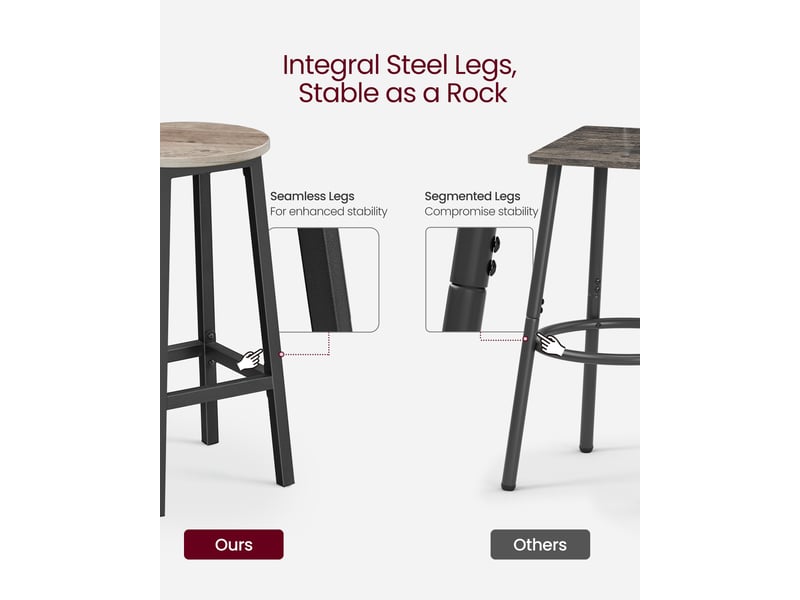  Lot de 3 tabourets de bar siège de cuisine cadre en acier hauteur 65 cm montage facile style industriel beige 12_0007764  - Conforama C