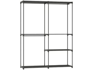 Portant à vêtements portable, étagères en tissu, structure en métal, grand espace de rangement, noir