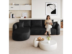 Canapé d’angle modulable en l – mousse – sans montage – 266 cm – noir