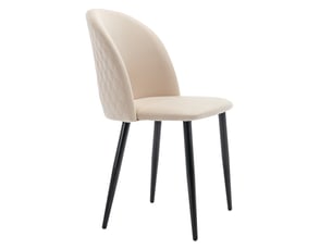 Chaise de salle à manger 4 pièces 47x44x84 cm avec dossier, pieds réglables, motif losanges, velours, beige