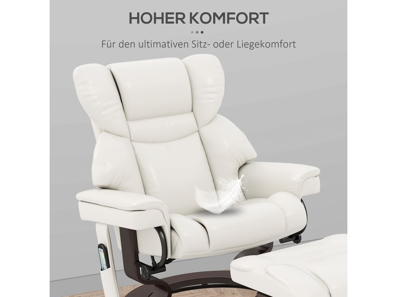 Fauteuil relax électrique,79x82x101 cm,avec repose-pieds,cuir reconstitué,crème - Conforama E
