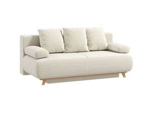 Canapé droit convertible <strong>STILVORA</strong> <strong></strong> 3 places Velours côtelé beige avec coffre de rangement