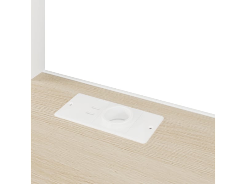  Lit mezzanine 140x200 cm en métal blanc – bureau intégré, rangements, échelle avec rangement, led et usb – sans matelas  - Conforama E