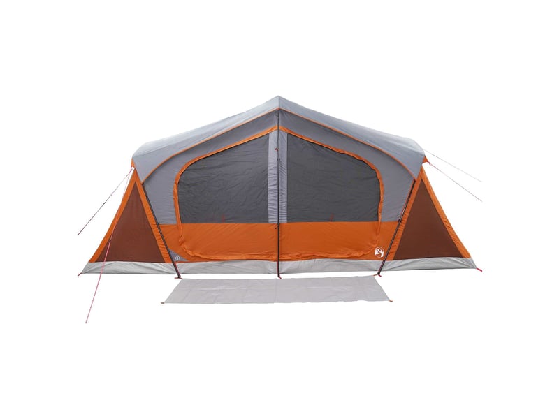  Tente de camping, tente cabane gris et orange 10 personnes polyester et acier  - Conforama E