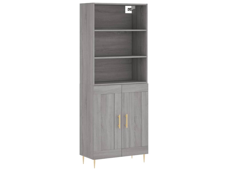  Buffet haut - bahut - meuble de rangement sonoma gris 69,5x34x180 cm bois d'ingénierie  - Conforama A