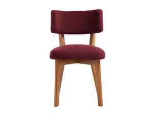 Chaise de salle à manger rembourrée, pieds en bois, rouge vin