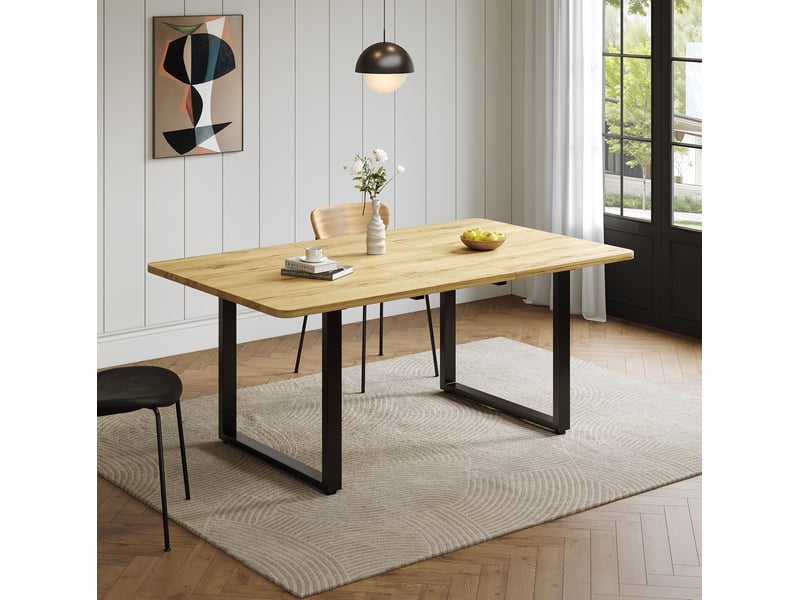 Table à manger extensible 6 à 10 personnes 140180220x80 cm en mdf coloris naturel - Conforama C