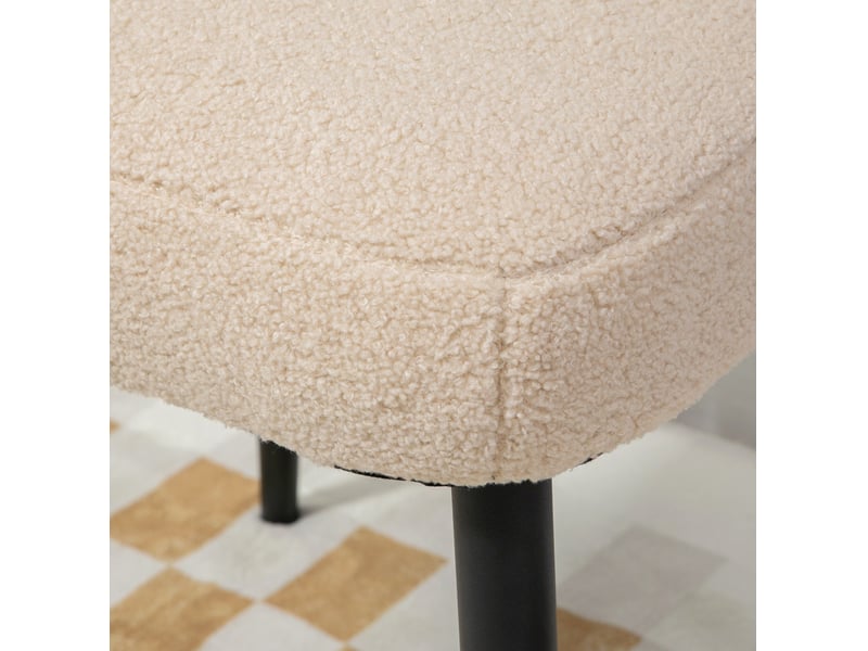  Repose-pied carré 42x42x47 cm – beige – revêtement effet cachemire, pieds en acier  - Conforama E