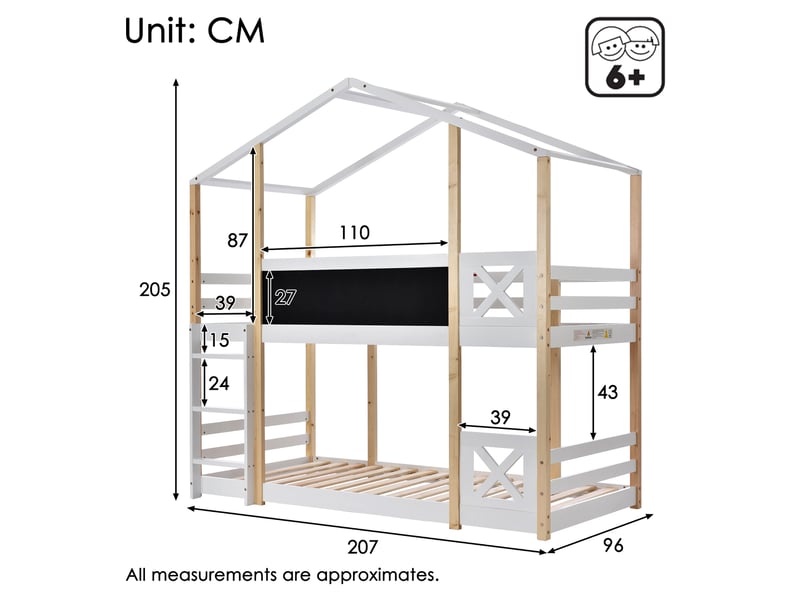  Modenvie lit mezzanine enfant 90x200 cm - avec tableau et échelle, sommier inclus, sans matelas - blanc  - Conforama C