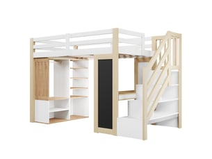 Lit mezzanine 90x200 cm <strong>SAPGAKS</strong> <strong></strong> coloris blanc