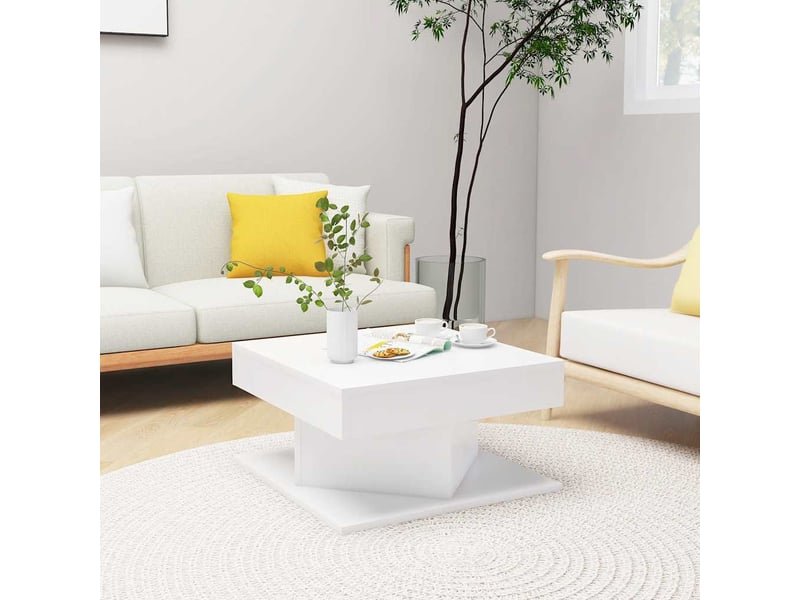  Table basse | table d'appoint salon blanc 57x57x30 cm bois d'ingénierie  - Conforama B