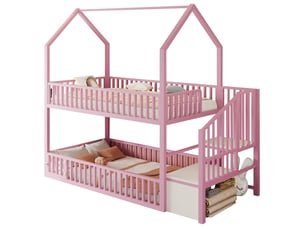 Lit superposé 90x200 cm    coloris rose