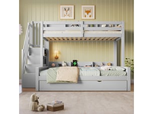 Lit superposé 90x200 cm <strong>MODERNLUXE</strong>  <strong></strong> coloris gris