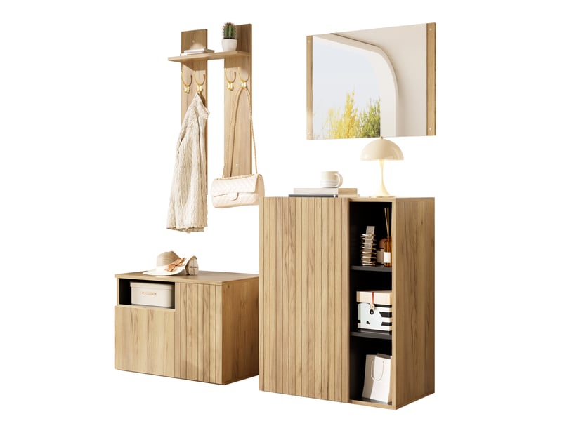  Portemanteau avec banc et rangement 120 x 35 x 123 cm en mdf  - Conforama A