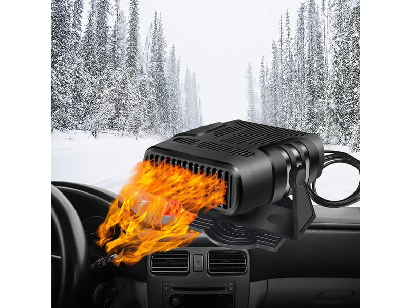 Portable 12v dégivreur de voiture à réchauffeur rapide 90° à 360° réglable avec purification de l'air et allume-cigare pour tous les véhicules, 120 w, noir - Conforama A