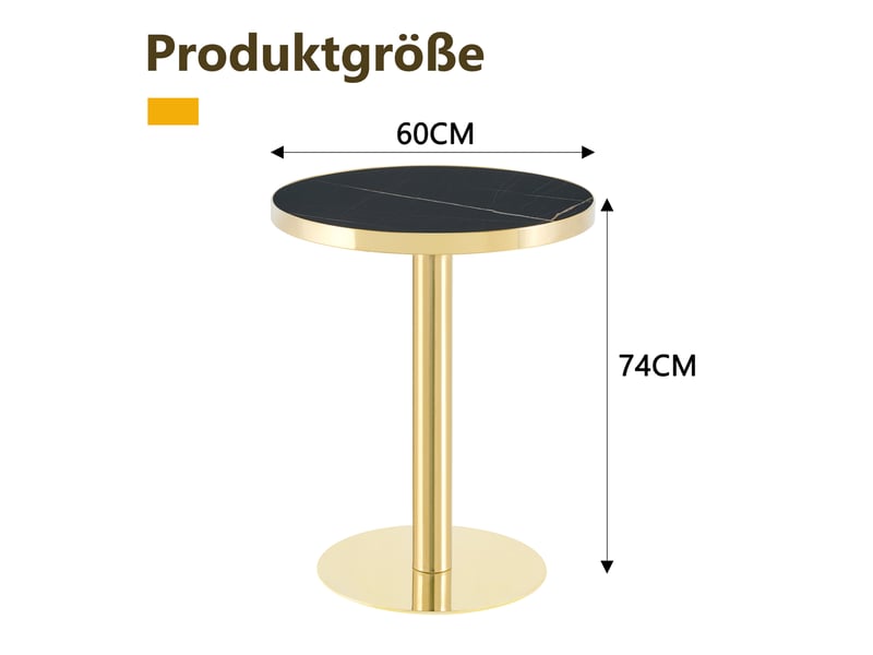  Table d’appoint ronde en mdf à décor marbre avec structure en acier inoxydable doré noir  - Conforama E