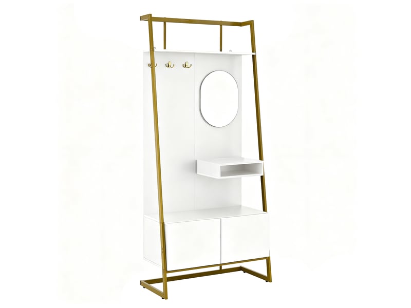 Portemanteau avec banc et rangement blanc 78 x 180.5 cm en mdf  - Conforama W