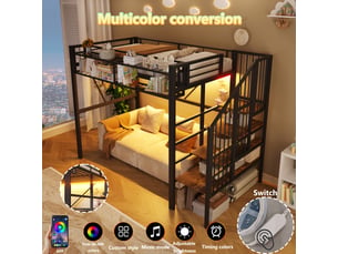 Lit mezzanine 90x200 cm <strong>OSUPNESSEE</strong> <strong></strong> coloris noir