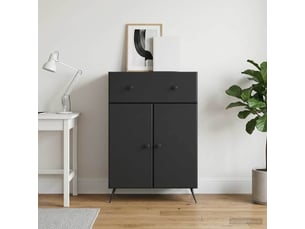 Buffet - bahut - meuble de rangement noir 66 x 34,5 x 90 cm bois d'ingénierie