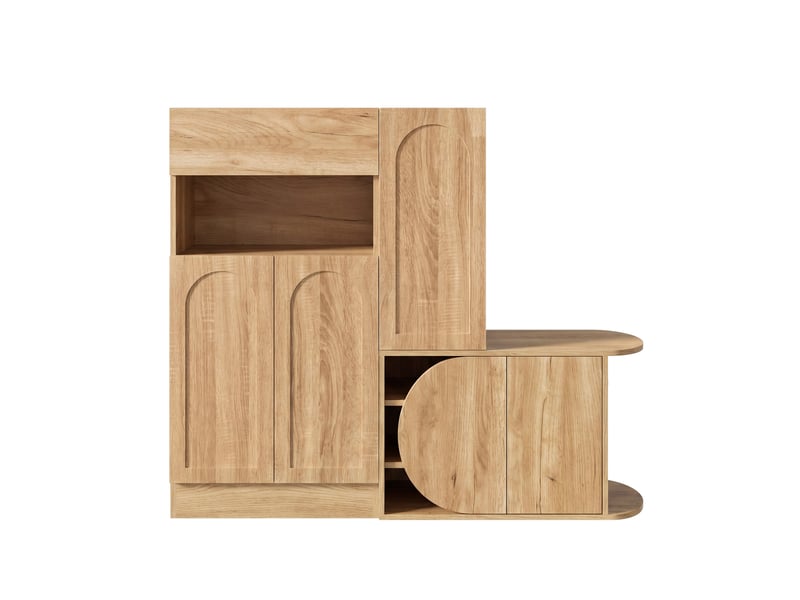  Meuble à chaussures avec banc 130x35x110,5 cm, grand rangement, 1 tiroir, 5 portes, mdf, naturel  - Conforama D