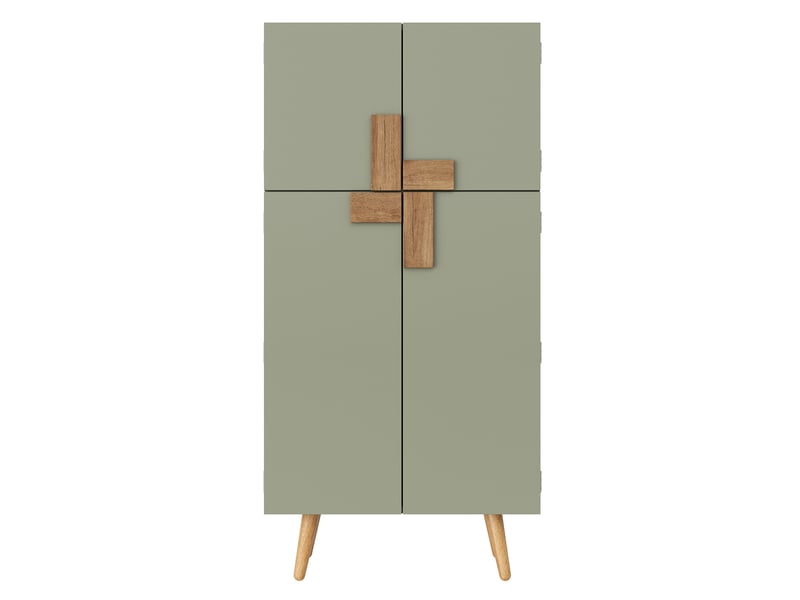 Armoire de cuisine 4 portes avec étagères réglables 60x35x120 cm vert mdf - Conforama E