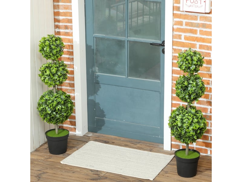 Plante artificielle en pot lot de 2 avec feuillage résistant aux uv sans entretien en plastique vert 100 cm - Conforama B