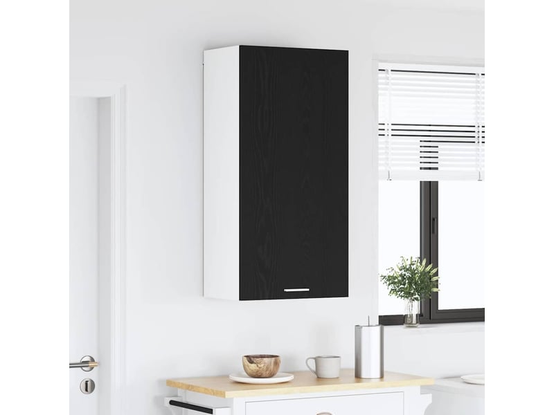  Meuble de rangement cuisine, armoire suspendue chêne noir et blanc 50x31x100cm  - Conforama D