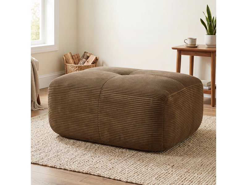 Ottoman en velours côtelé - marron - velours côtelé premium - 9.05 kg - modulaire 92.5x75x40cm - Conforama B