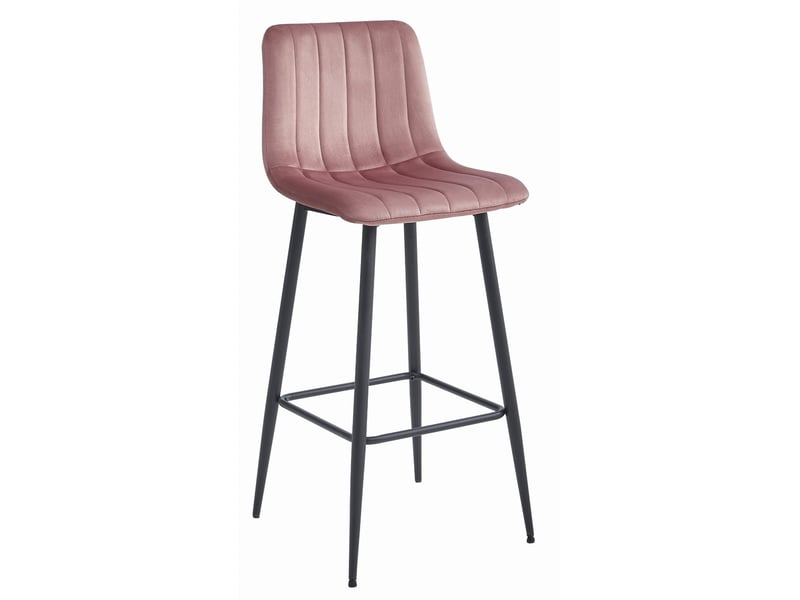 Family tabouret de bar pozza - velours rose foncé pieds noirs x 2  - Conforama B