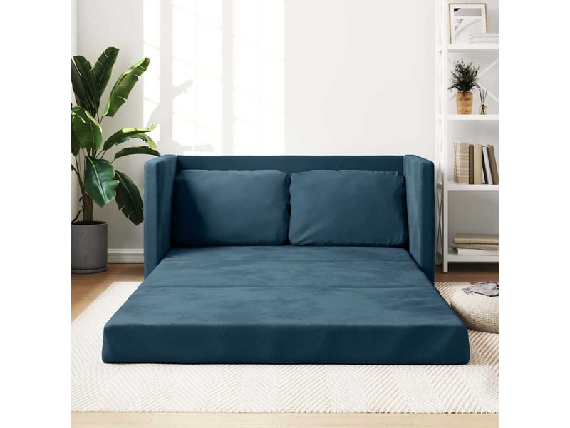 Canapé-lit 2 en 1 bleu 122x204x55 cm velours - Conforama B