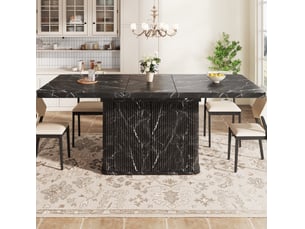 Table à manger extensible avec rangement 140-180x80x76,5 cm effet marbre noir