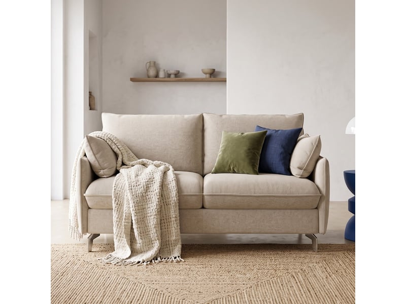  Canapé droit convertible 3 places en tissu chenille beige - ouverture express - astoria Astoria - Conforama C