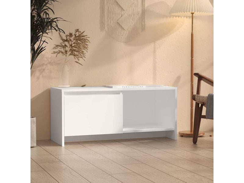  Meuble tv - banc tv - meuble de rangement blanc 90x35x40 cm bois d'ingénierie  - Conforama B