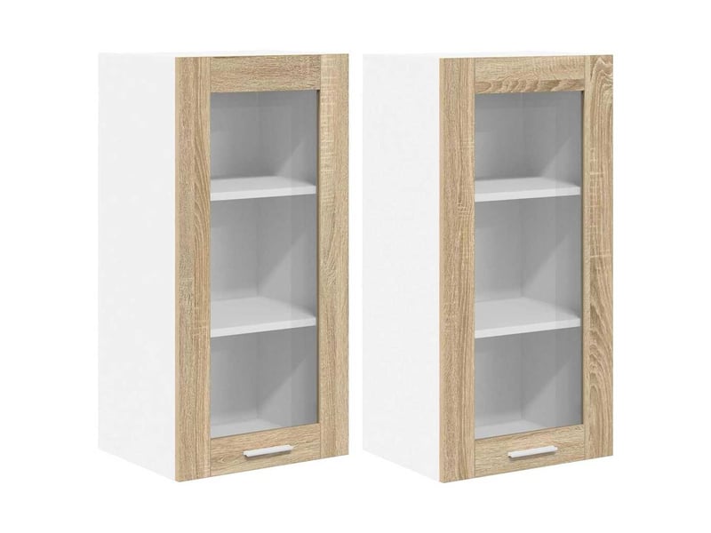  Meuble de rangement cuisine, armoire suspendue 2 pcs chêne sonoma bois d'ingénierie shl383  - Conforama A