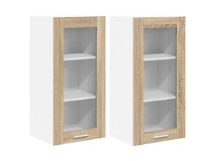 Meuble de rangement cuisine, armoire suspendue 2 pcs chêne sonoma bois d'ingénierie shl383