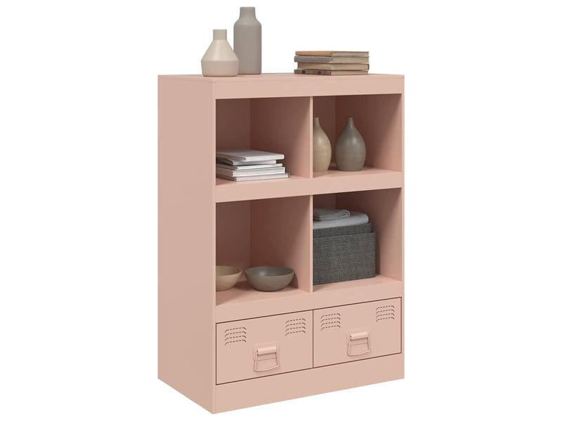  Buffet haut - bahut - meuble de rangement rose 67x39x95 cm acier  - Conforama D