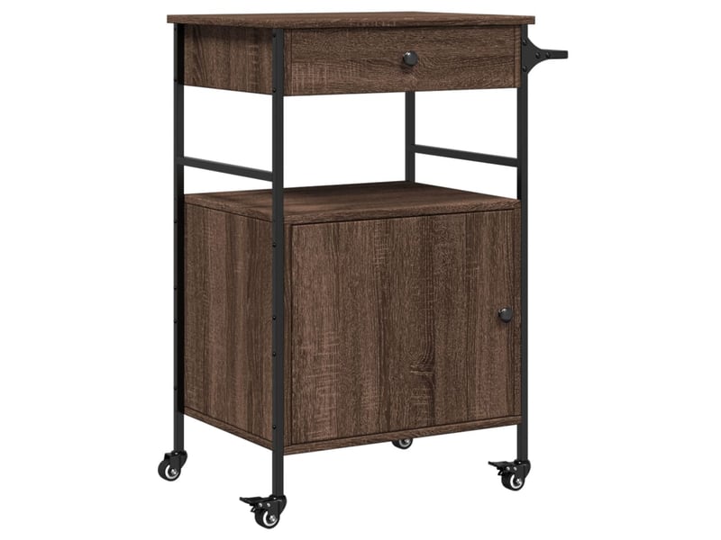 Desserte de cuisine, chariot de rangement chêne marron 56x43x89,5 cm bois d'ingénierie - Conforama A