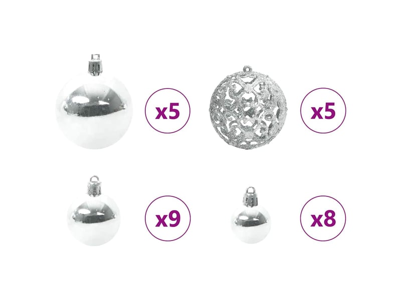  Ensemble de boules de noël 61 pcs 150 led blanc chaud ø 6 cm  - Conforama E