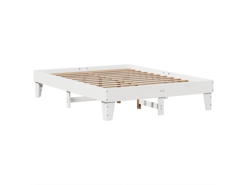  Lit double- lit adulte -  cadre de lit sans matelas blanc 150x200 cm bois de pin massif  - Conforama D