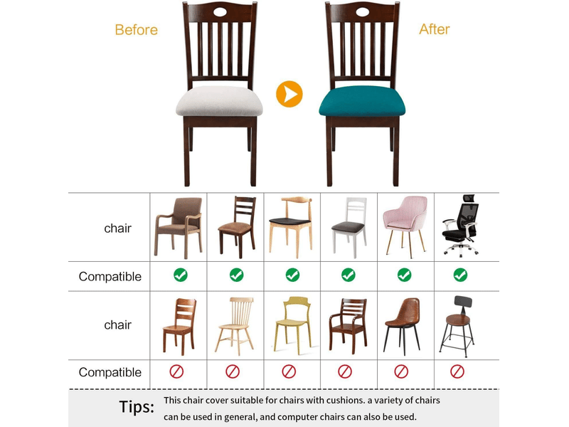  Housses de chaises élastiques en jacquard, housses de chaises à motif gaufré, housses de chaises de salle à manger bleu œuf de canard, 6 pièces par XLH-ZLS-009389MF - Conforama D
